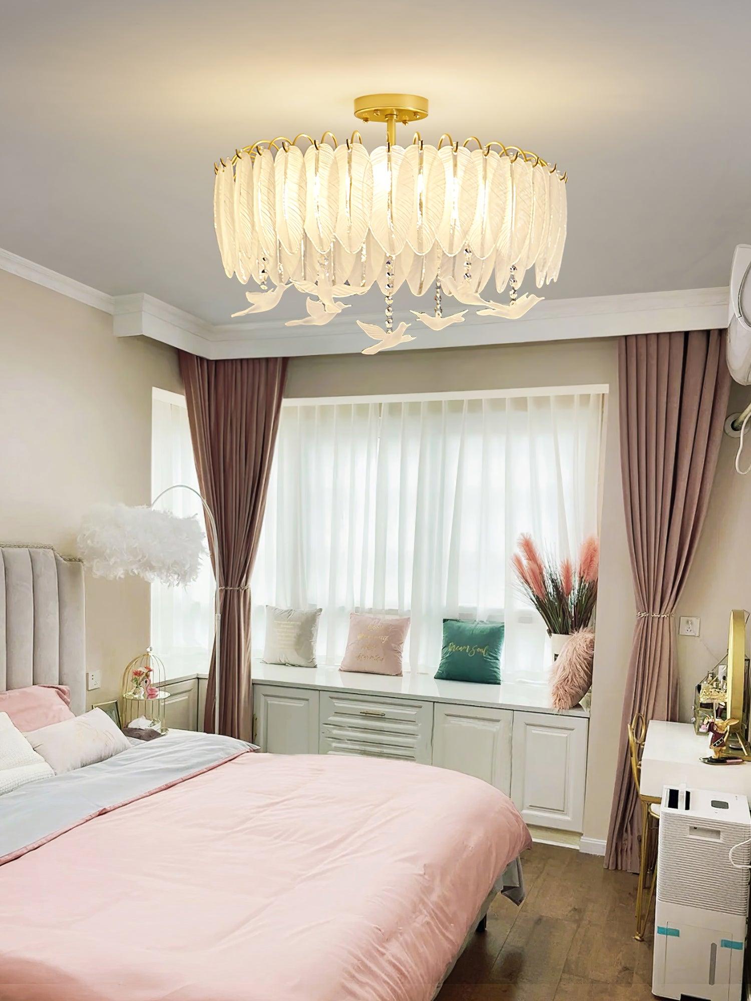 Eiriselle Ceiling Lamp Glass Feather Bird Elegant
