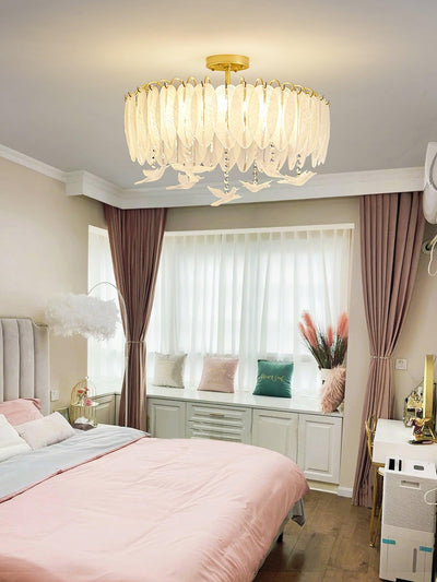 Eiriselle Ceiling Lamp Glass Feather Bird Elegant