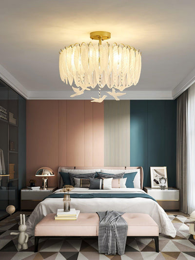 Eiriselle Ceiling Lamp Glass Feather Bird Elegant