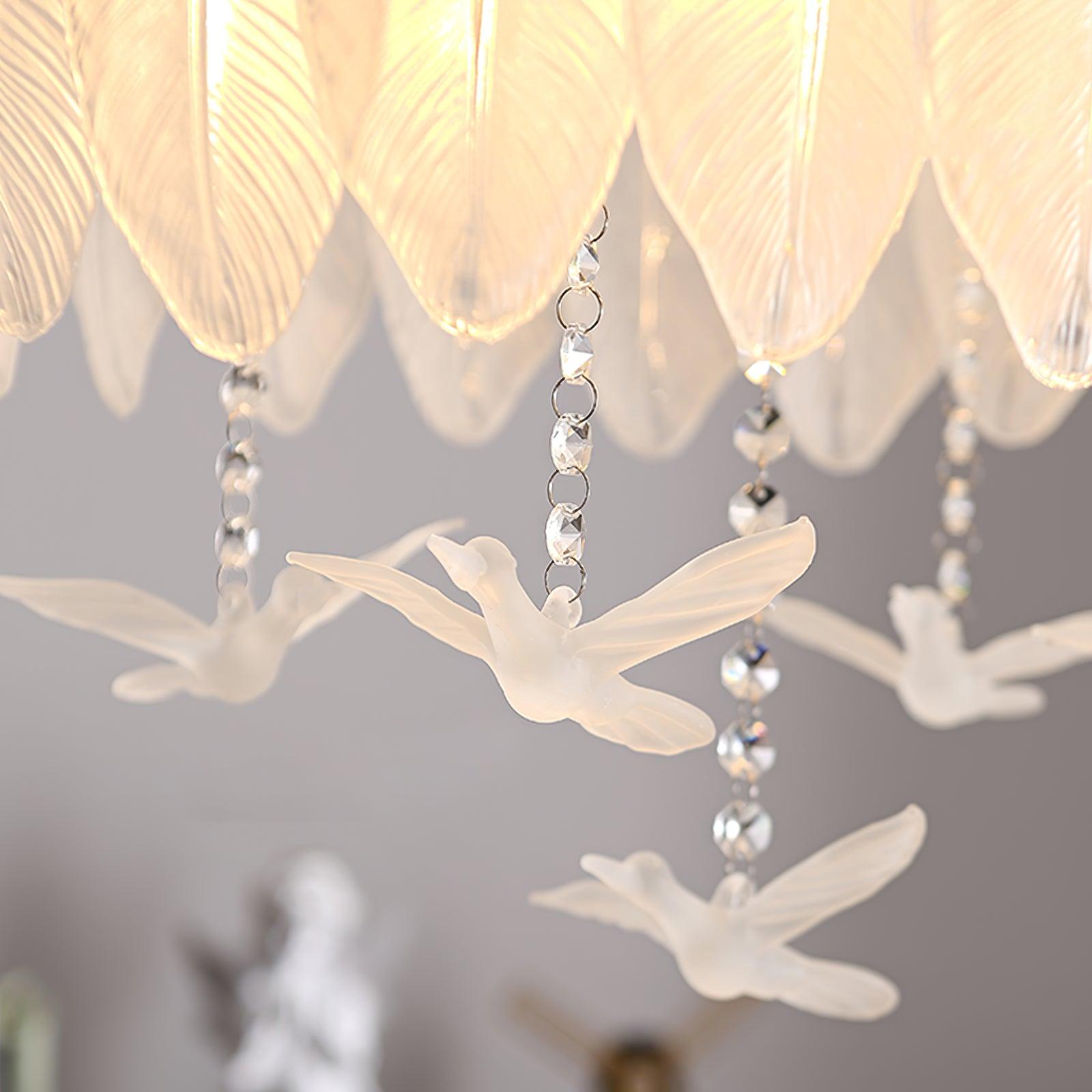Eiriselle Ceiling Lamp Glass Feather Bird Elegant