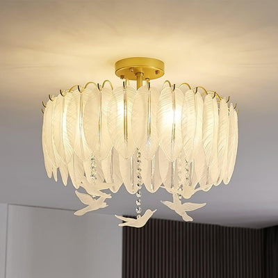 Eiriselle Ceiling Lamp Glass Feather Bird Elegant