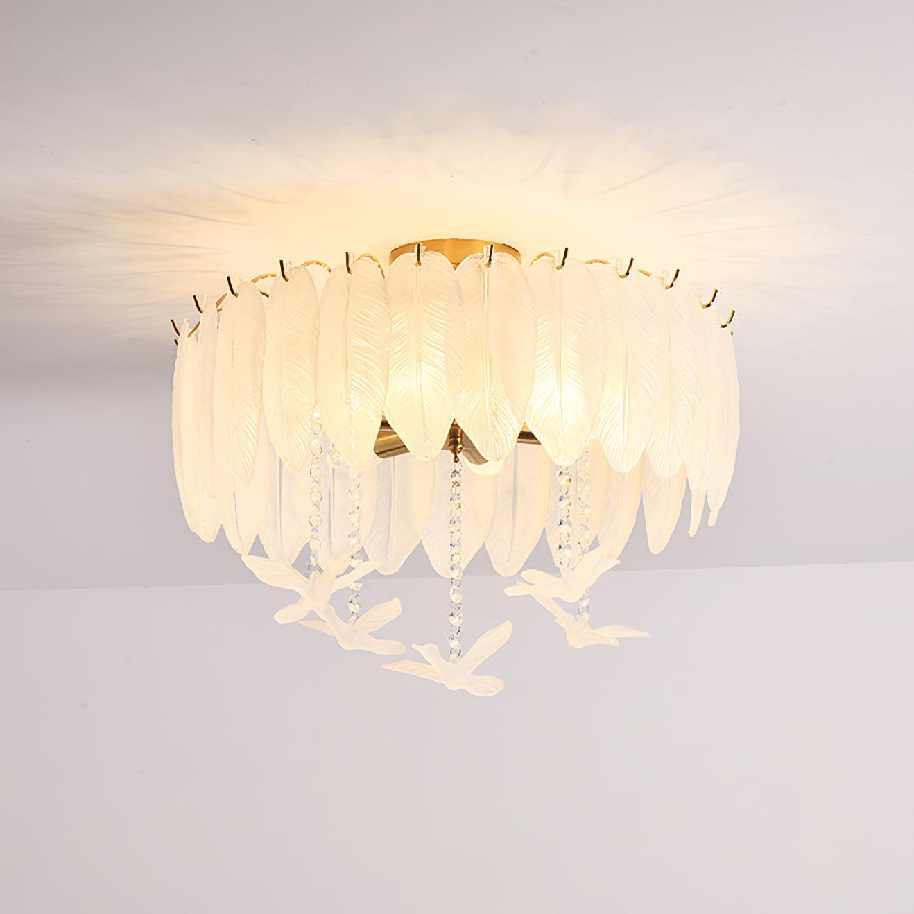 Eiriselle Ceiling Lamp Glass Feather Bird Elegant
