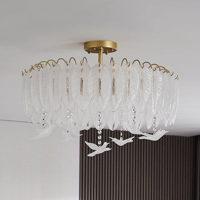 Eiriselle Ceiling Lamp Glass Feather Bird Elegant