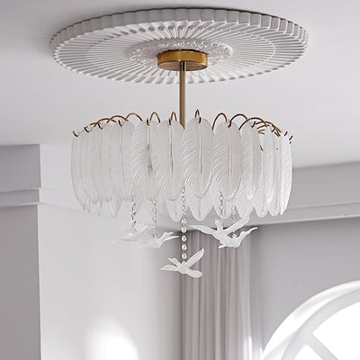 Eiriselle Ceiling Lamp Glass Feather Bird Elegant