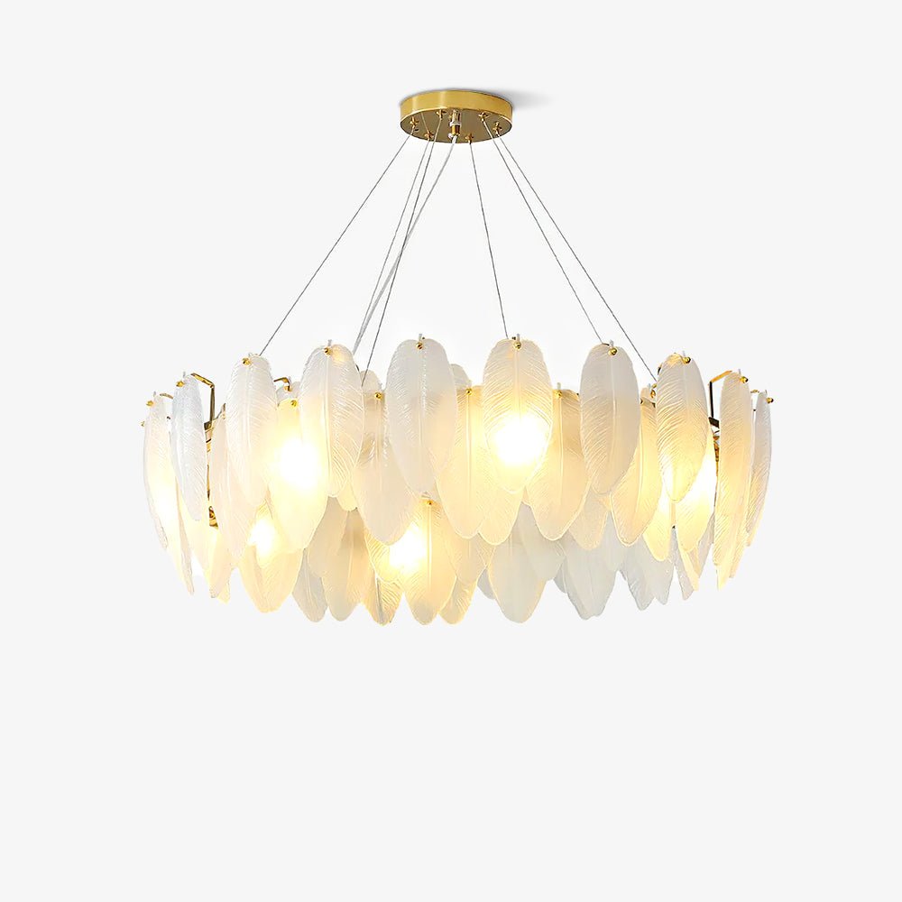 Celuissa Chandelier Feather Glass Frosted Layered