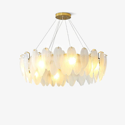 Celuissa Chandelier Feather Glass Frosted Layered