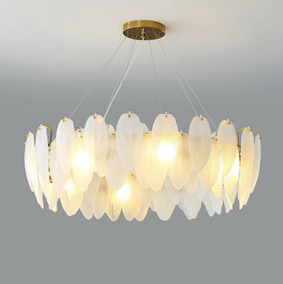 Celuissa Chandelier Feather Glass Frosted Layered