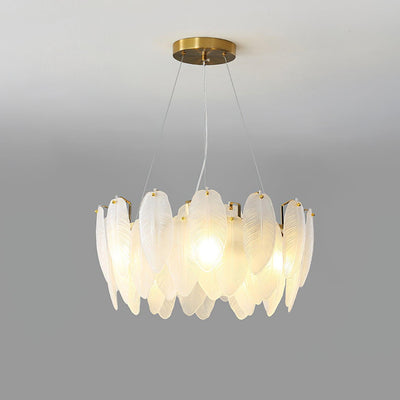 Celuissa Chandelier Feather Glass Frosted Layered