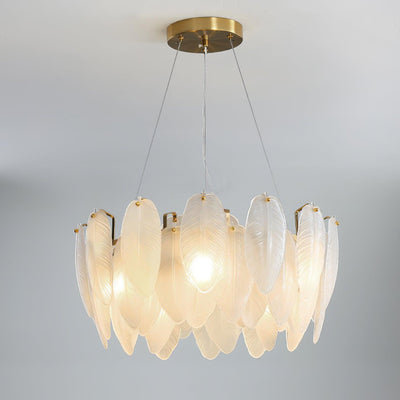 Celuissa Chandelier Feather Glass Frosted Layered