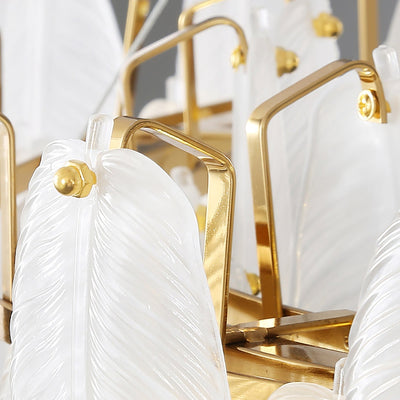Celuissa Chandelier Feather Glass Frosted Layered