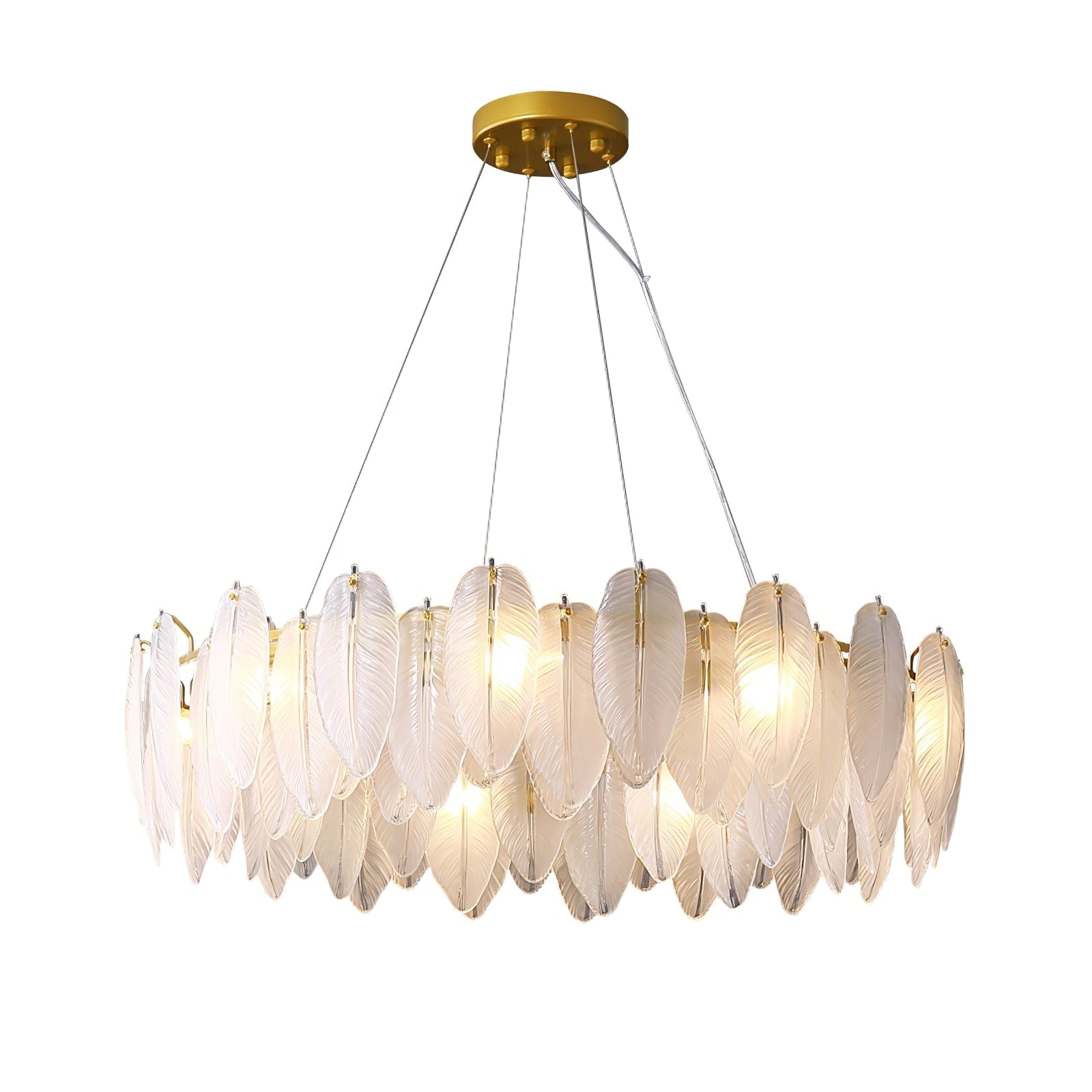 Celuissa Chandelier Feather Glass Frosted Layered