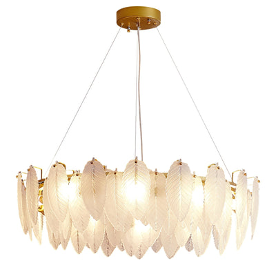 Celuissa Chandelier Feather Glass Frosted Layered