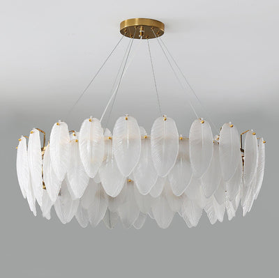 Celuissa Chandelier Feather Glass Frosted Layered
