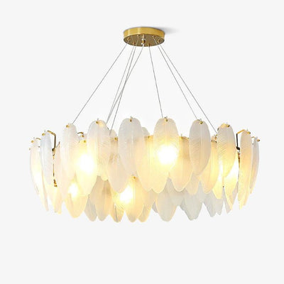 Celuissa Chandelier Feather Glass Frosted Layered