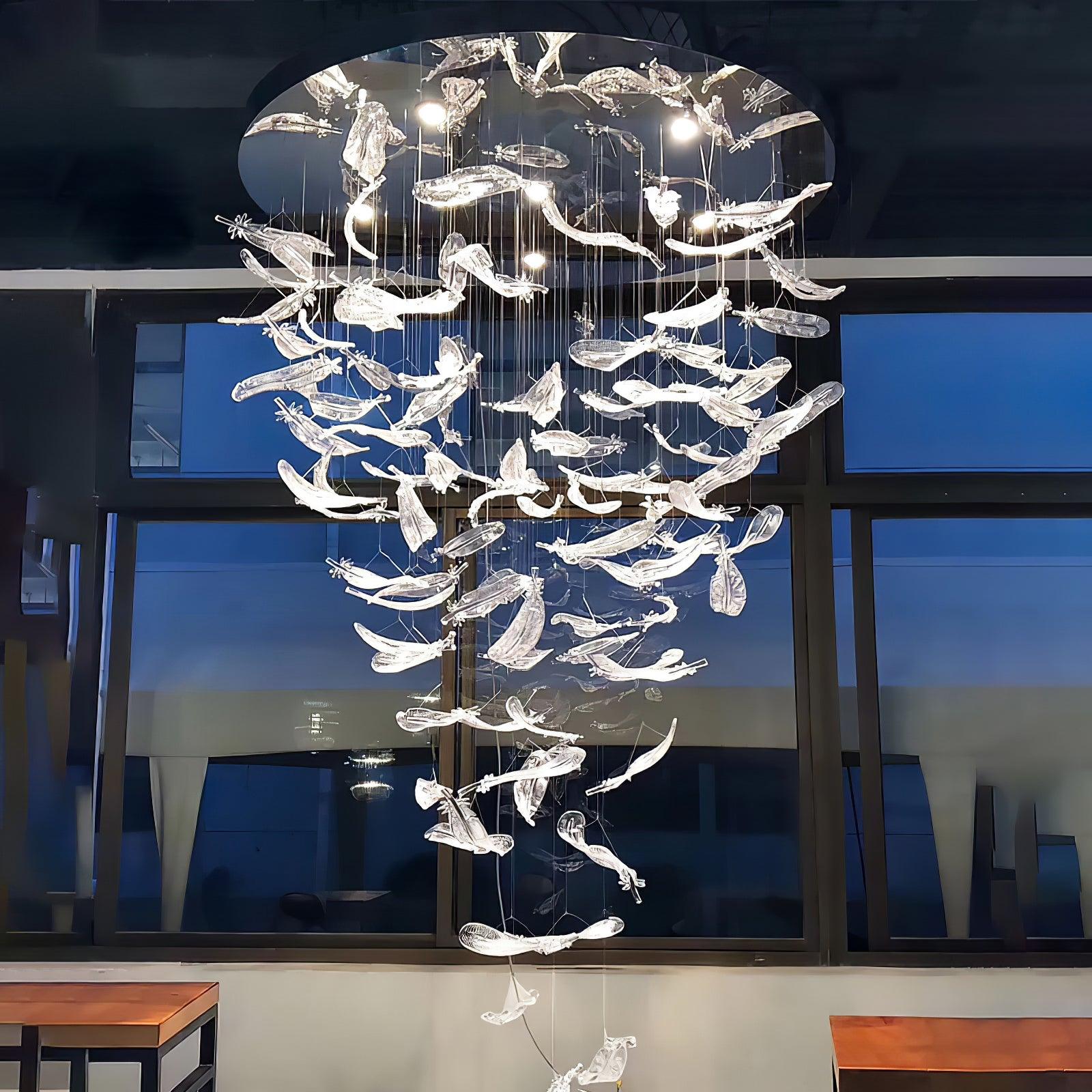 Aetherial Glass Leaf Chandelier