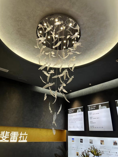 Aetherial Glass Leaf Chandelier