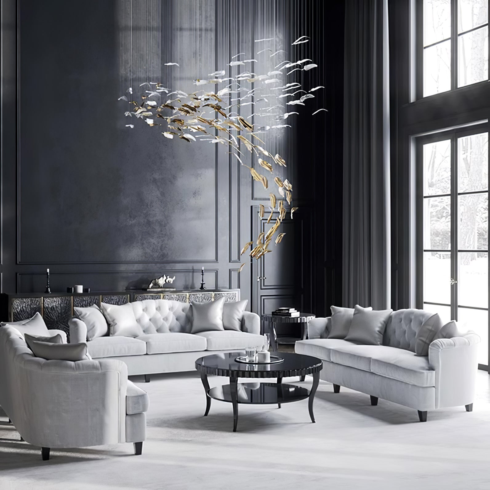 Aetherial Glass Leaf Chandelier