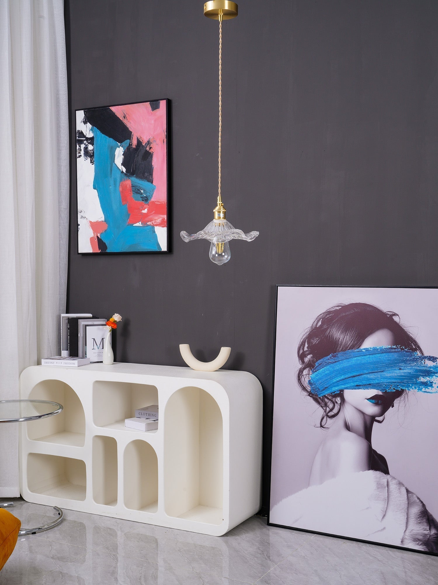 Lioralina Brass & Glass Vintage Pendant Light