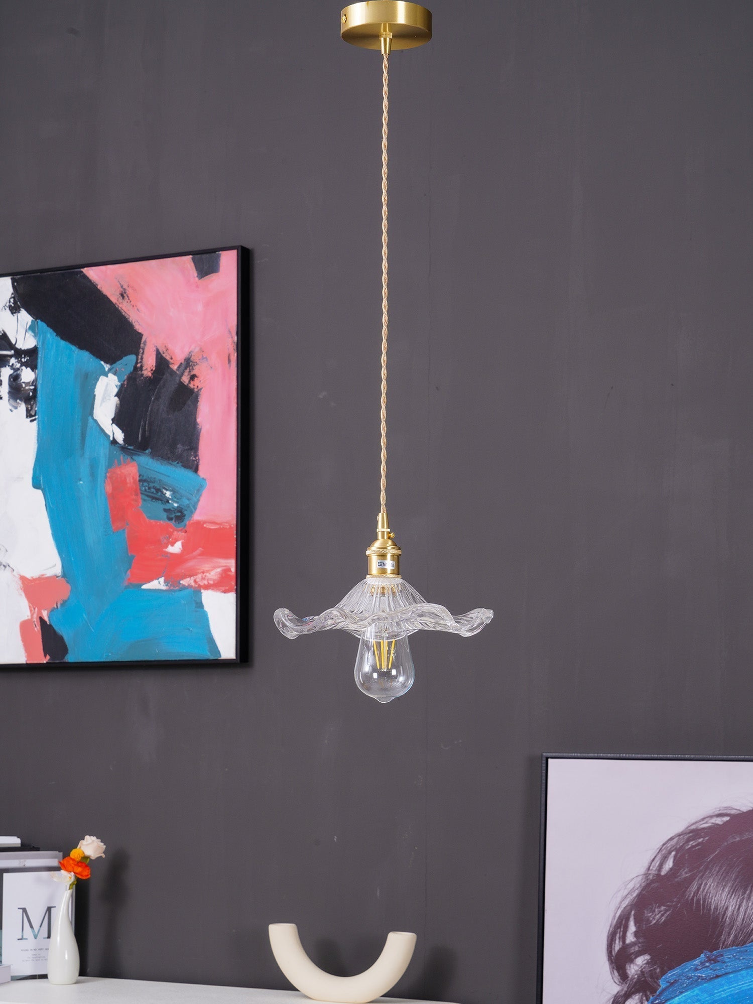 Lioralina Brass & Glass Vintage Pendant Light