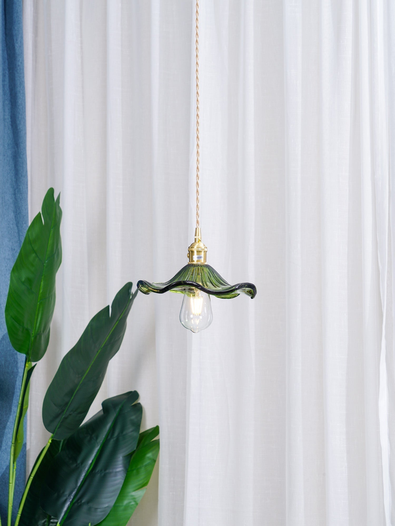 Lioralina Brass & Glass Vintage Pendant Light