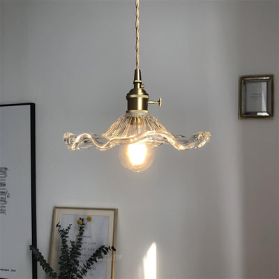 Pineridge Glass Hibiscus Flower Pendant Light