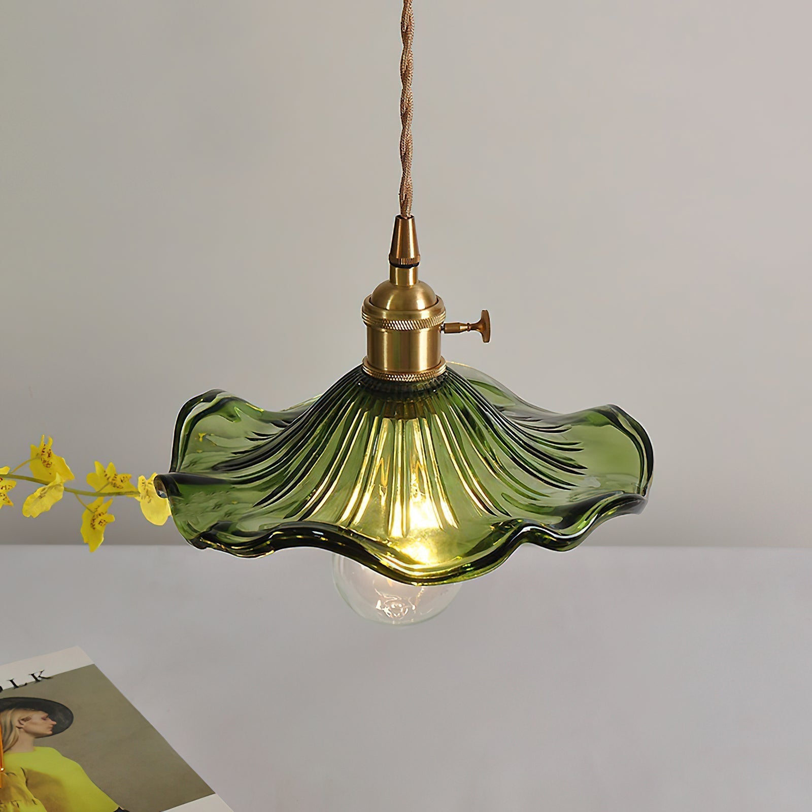 Lioralina Brass & Glass Vintage Pendant Light