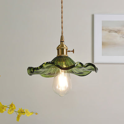 Pineridge Glass Hibiscus Flower Pendant Light