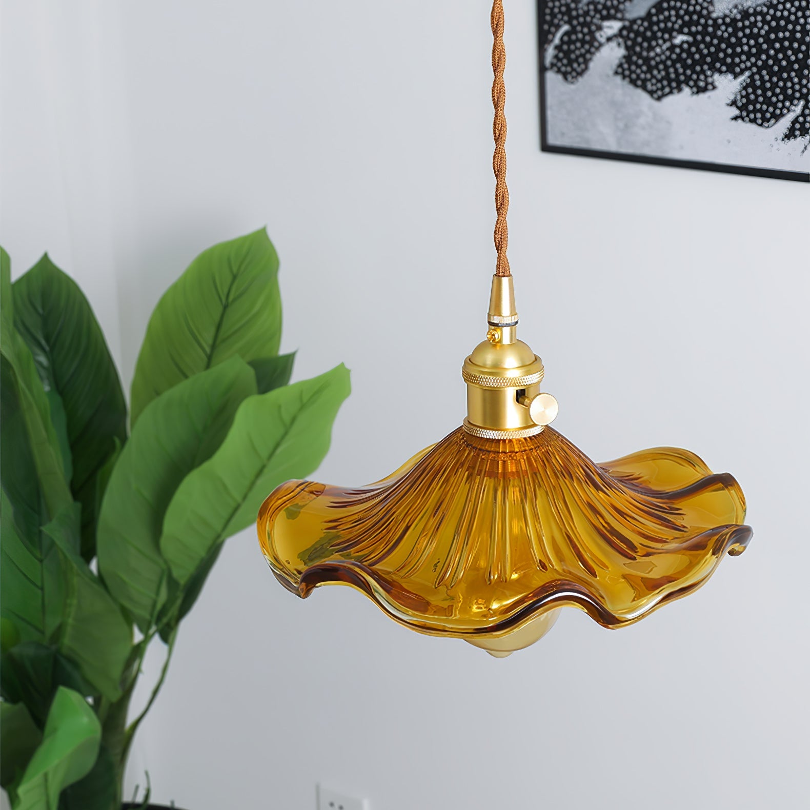 Pineridge Glass Hibiscus Flower Pendant Light