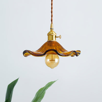 Pineridge Glass Hibiscus Flower Pendant Light