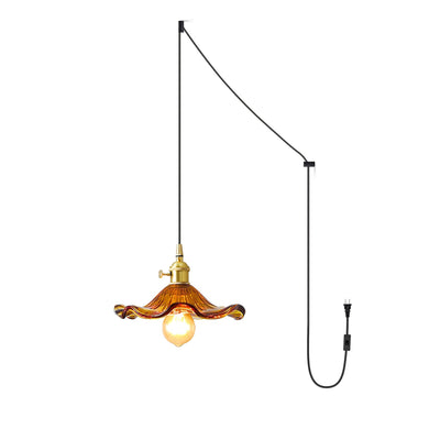 Pineridge Glass Hibiscus Flower Pendant Light