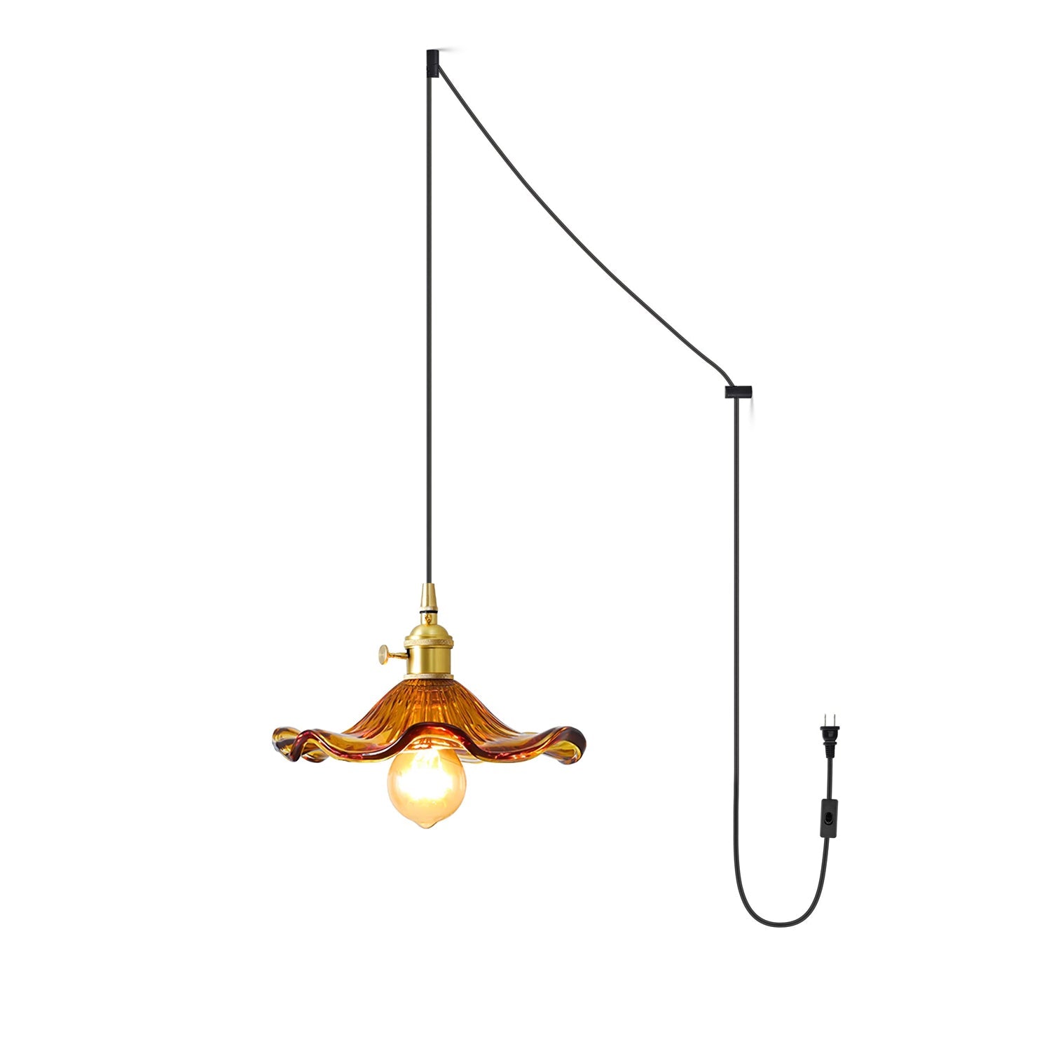 Pineridge Glass Hibiscus Flower Pendant Light