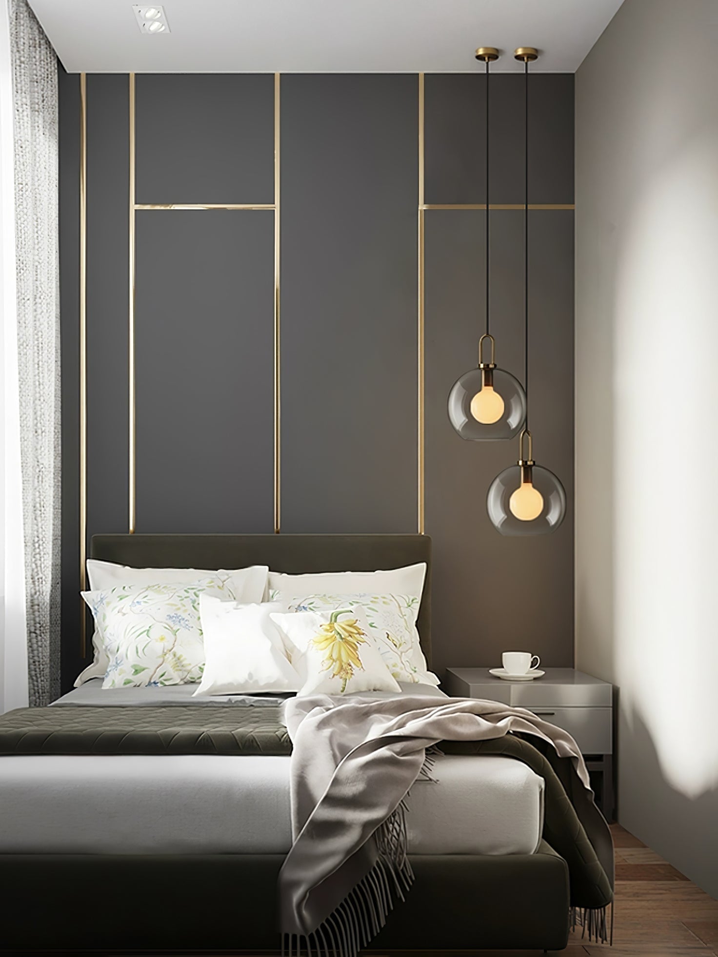 Sevelo Pendant Lamp Frosted Glass Swag Adjustable