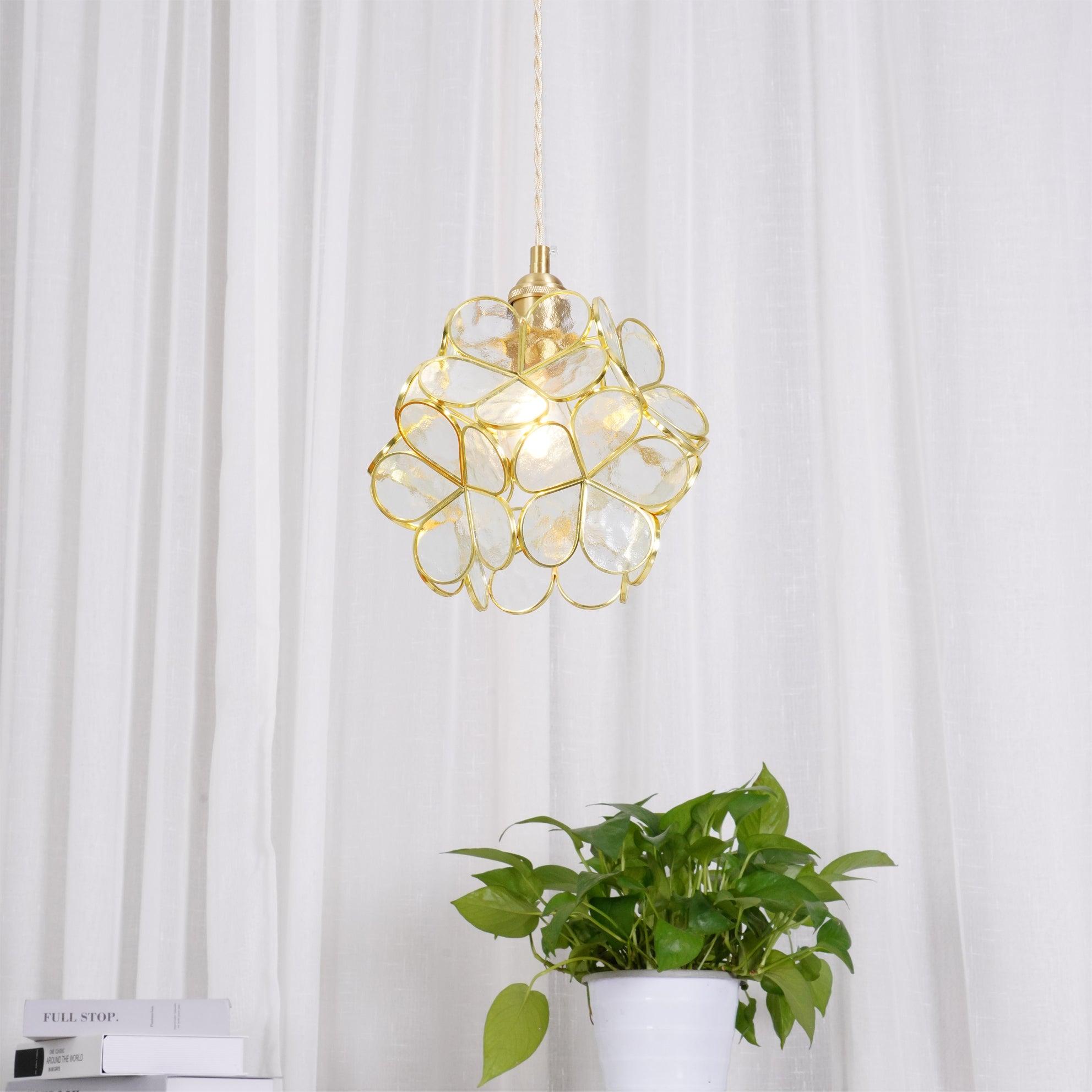 Velelise Pendant Lamp Glass Petal Shaped Kitchen