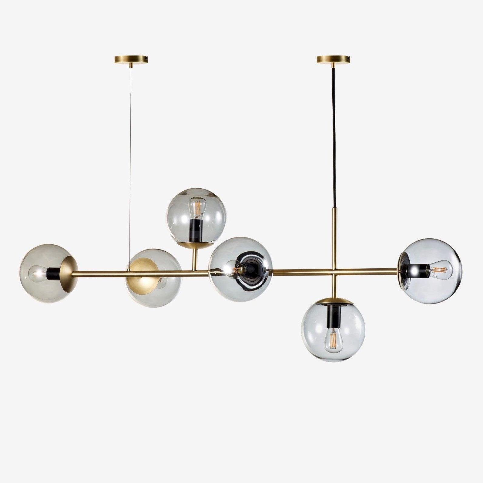 Yorvin Pendant Lamp Orb Brass Glass for Living Room