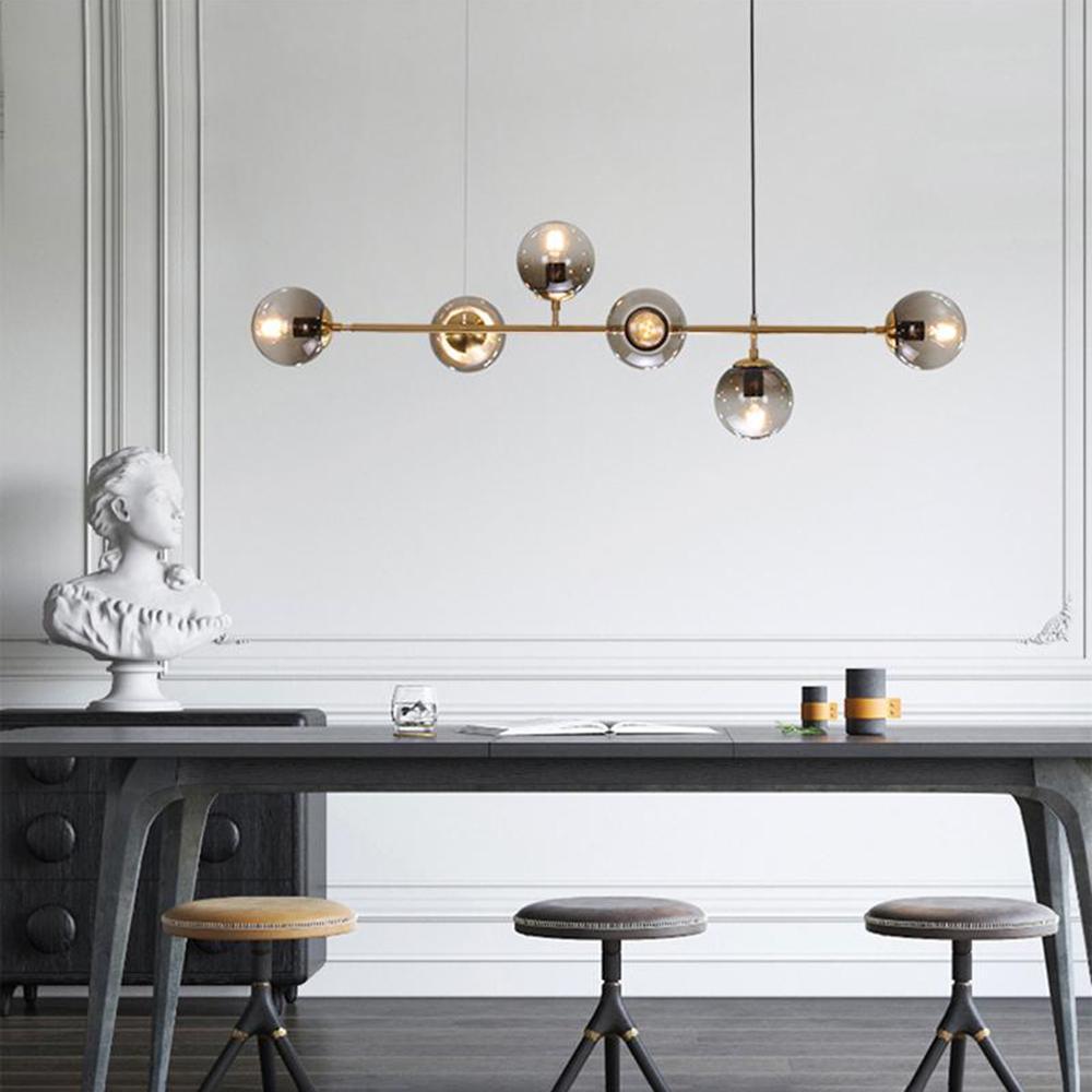 Yorvin Pendant Lamp Orb Brass Glass for Living Room