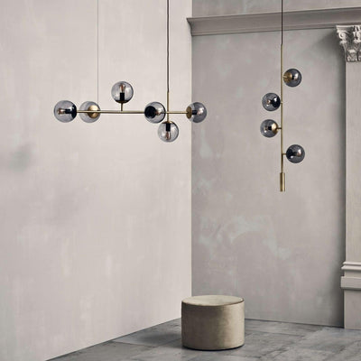 Yorvin Pendant Lamp Orb Brass Glass for Living Room