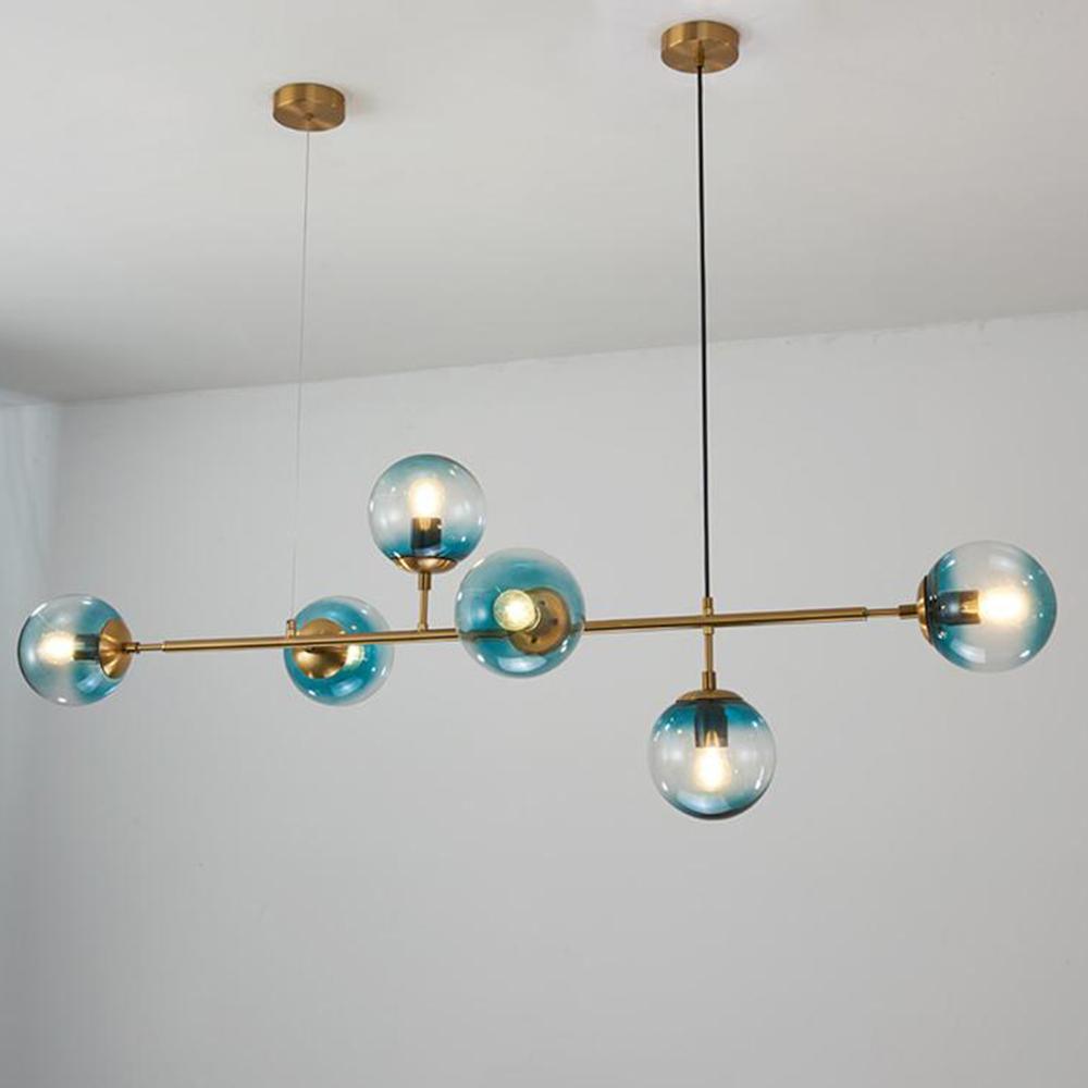 Yorvin Pendant Lamp Orb Brass Glass for Living Room