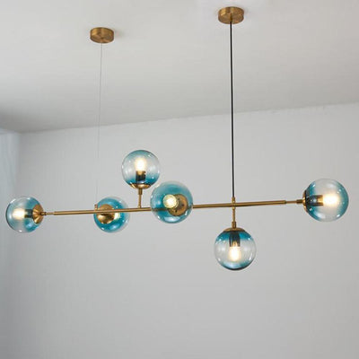 Yorvin Pendant Lamp Orb Brass Glass for Living Room