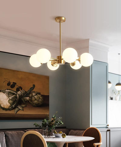 Eshlen Chandelier Brass Opal Glass