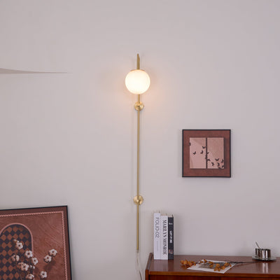 Evshaia Premium Elegance Globe Plug-in Brass Glass Sconce Wall lamp