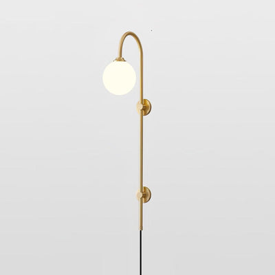 Evshaia Premium Elegance Globe Plug-in Brass Glass Sconce Wall lamp