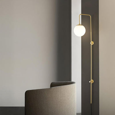 Evshaia Premium Elegance Globe Plug-in Brass Glass Sconce Wall lamp