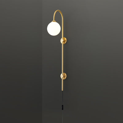 Evshaia Premium Elegance Globe Plug-in Brass Glass Sconce Wall lamp