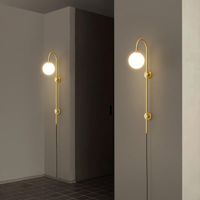 Evshaia Premium Elegance Globe Plug-in Brass Glass Sconce Wall lamp
