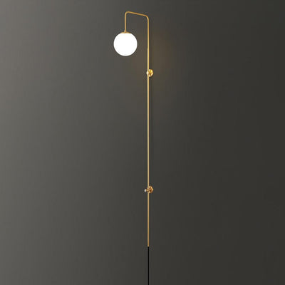 Evshaia Premium Elegance Globe Plug-in Brass Glass Sconce Wall lamp