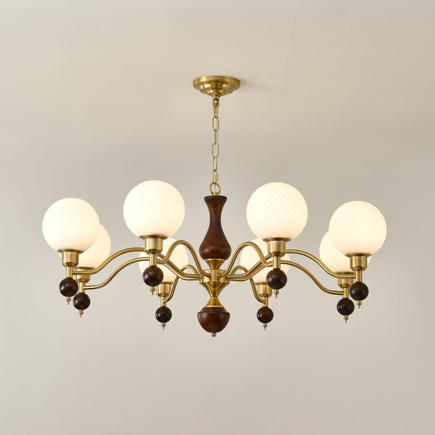 Evelynne Globe Orb Wood Chandelier