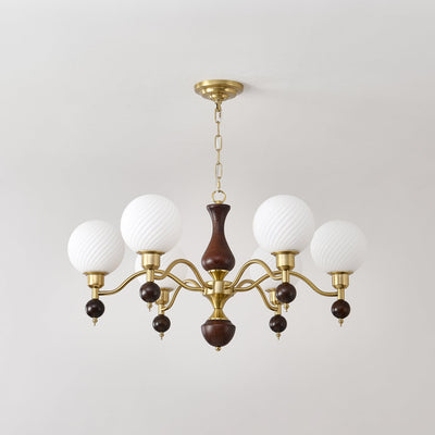 Evelynne Globe Orb Wood Chandelier