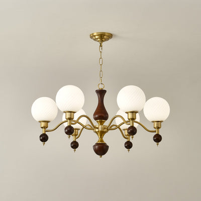 Evelynne Globe Orb Wood Chandelier