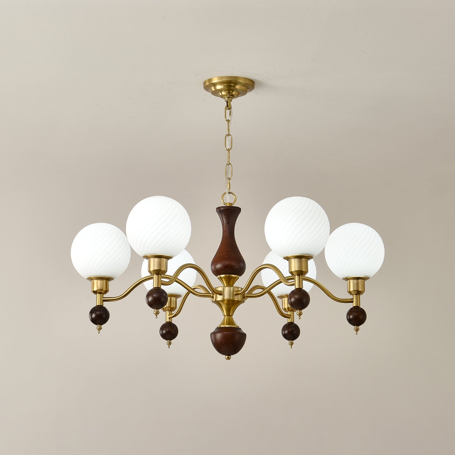 Evelynne Globe Orb Wood Chandelier