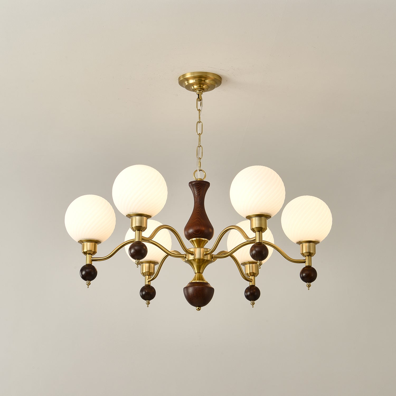 Evelynne Globe Orb Wood Chandelier